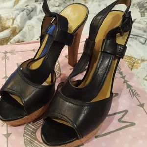 Nine West corkscrew peep toe heels